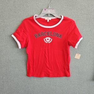 NEW Ultra Flirt Barcelona Red T-Shirt #97 On Back Juniors Size XL 100% Cotton
